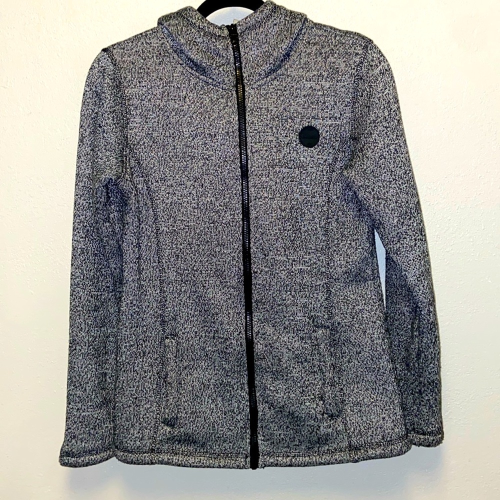 Bench Black White Heathered Sherpa Lined Mock Turtle Neck GorpCore Hoodie 3285